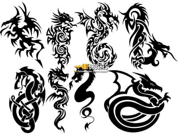フォトショップ ブラシ Photoshop Tattoo Brush Free abr 無料 イラスト タトゥー 模様 柄 刺青 ドラゴン 竜 Dragons of the Tribe