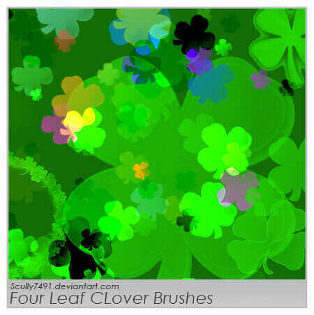 フォトショップ ブラシ Photoshop Clover Brush 無料 イラスト クローバー 四つ葉 Four Leaf Clover Brushes