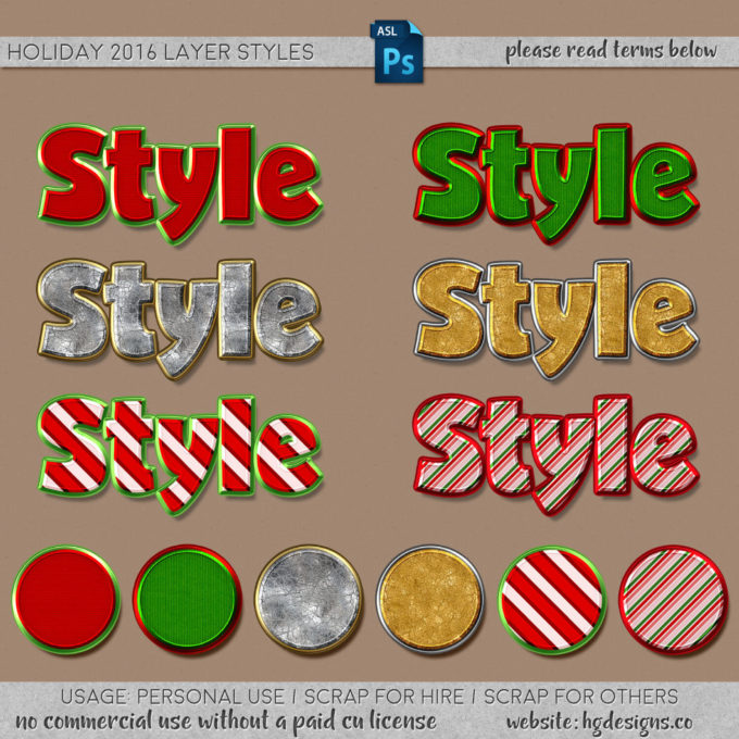 Photoshop Free Layer Style Preset Christmas asl フォトショップ 無料 クリスマス サンタクロース プリセット サムネイル 素材 holiday photoshop layer styles