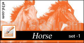 フォトショップ ブラシ Photoshop Horse Brush 無料 イラスト 馬 ホース PHs...Horse..Brushes. set 1