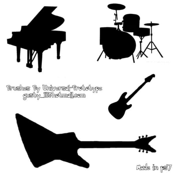 フォトショップ ブラシ Photoshop Musical instrument Brush 無料 イラスト 音楽 楽器 Musical Instrument Silhouettes