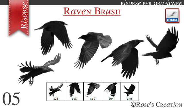 フォトショップ ブラシ Photoshop Raven Brush 無料 イラスト 鳥 バード カラス レイバン Raven Brush