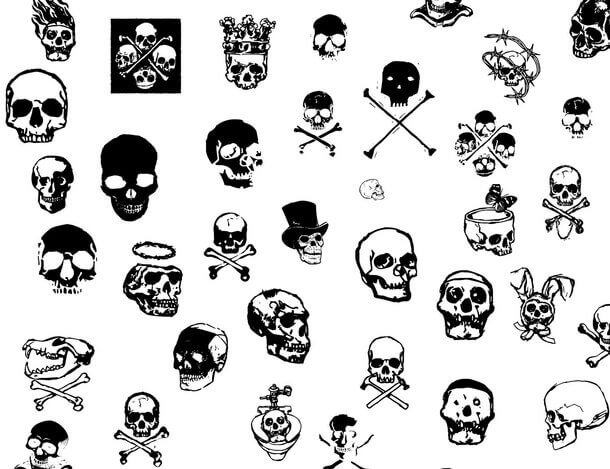フォトショップ ブラシ Photoshop Skeleton Brush 無料 イラスト スカル 骸骨 ガイコツ スケルトン Skulls Collection