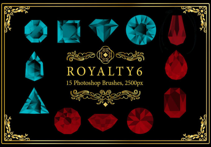 フォトショップ ブラシ Photoshop Jewelry Crystal Brush 無料 イラスト 宝石 ジュエル Royalty Photoshop Brushes 6