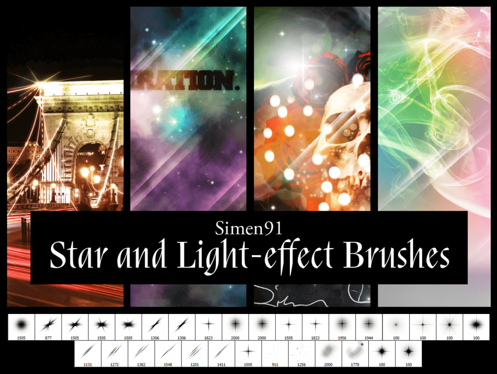 フォトショップ ブラシ Photoshop Brush 無料 イラスト 光 ビーム グリッター Simen 91'S Star And Light-Effect Brushes