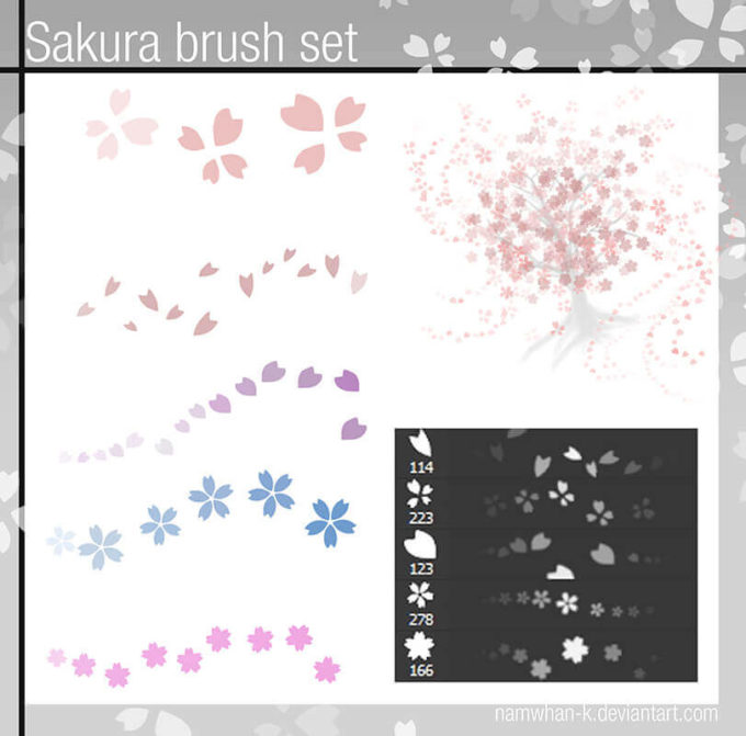 フォトショップ ブラシ Photoshop Cherry Blossoms Brush 無料 イラスト 桜 サクラ チェリーブロッサム Sakura brush set