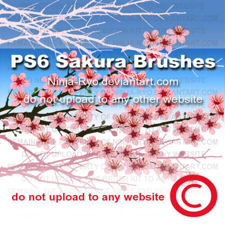 フォトショップ ブラシ Photoshop Cherry Blossoms Brush 無料 イラスト 桜 サクラ チェリーブロッサム PS6 BRUSHES - Sakura