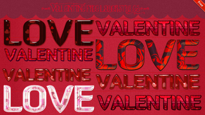 Photoshop Free Layer Style Preset Valentine Heart asl フォトショップ 無料 バレンタイン プリセット サムネイル 素材