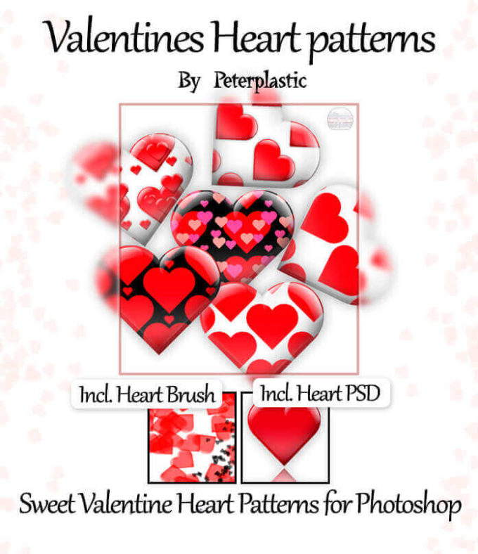 Adobe Photoshop フォトショップ 無料 パターン テクスチャー プリセット .pat ハート バレンタイン free Pattern Valentine Preset  Valentine's Day seamless patterns