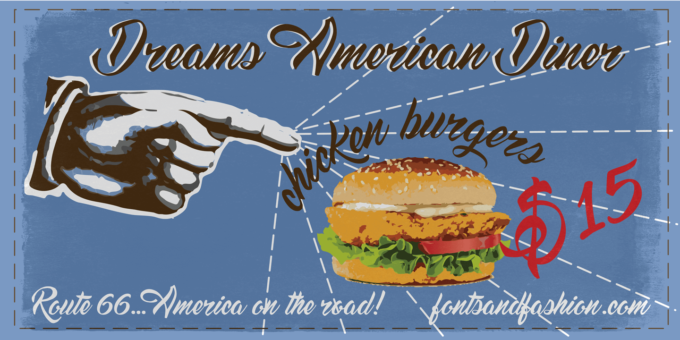 Free Font Design 無料 フリー フォント 追加 デザイン 筆記体 Dreams American Diner Font
