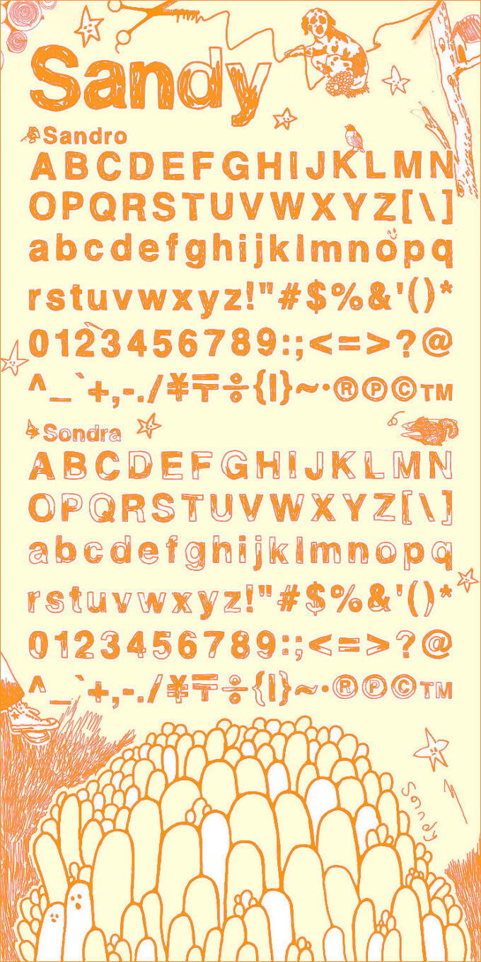 Free Font 無料 フリー おすすめ フォント クレヨン 追加 Sanday - Sandro & Sondra - Alphabet 