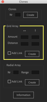 Adobe After Effects Utility BOX Clones Information クローン ツール Grid Array