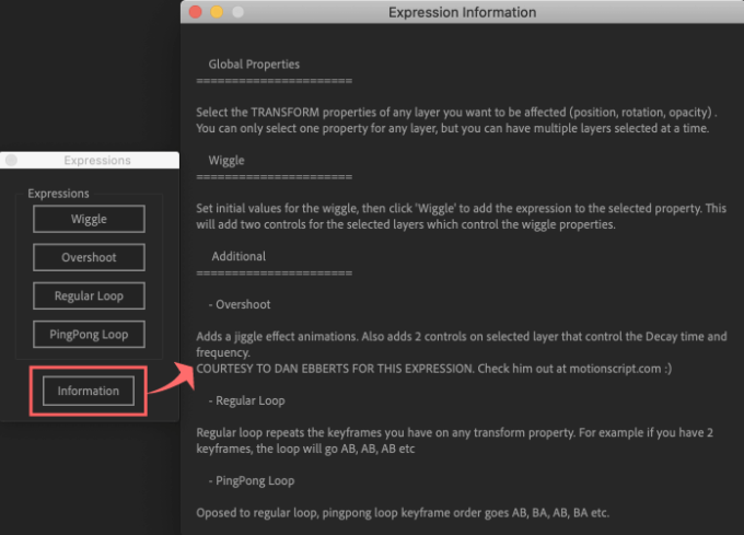 Adobe After Effects Utility BOX Expression Information