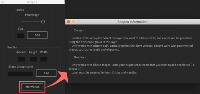 Adobe After Effects Utility BOX Shapes 2 Information ツール 操作 方法 インフォメーション 機能解説