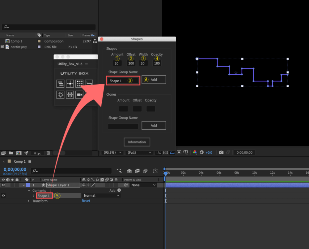 Adobe After Effects Utility BOX Shapes 1 ツール 操作 方法