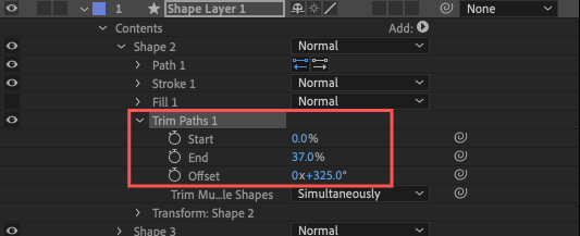 Adobe After Effects Utility BOX Shapes 1 ツール 操作 方法 Trim Paths