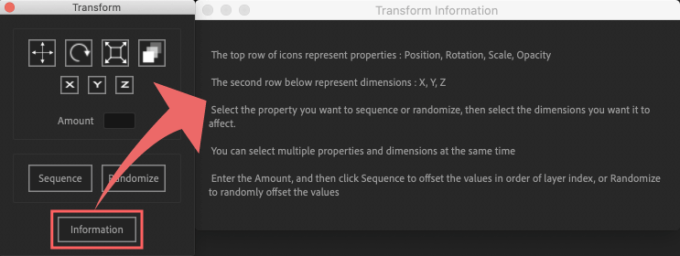 Adobe After Effects Utility BOX Transform トランスフォーム インフォメーション