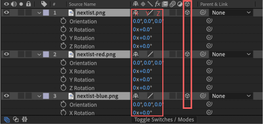 Adobe After Effects Utility BOX Transform トランスフォーム ツール パネル 回転 Rotation 3D スイッチ