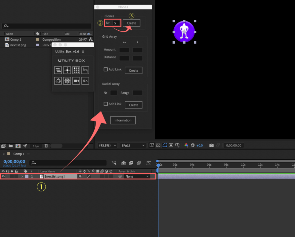 Adobe After Effects Utility BOX Clones Information クローン ツール Nr