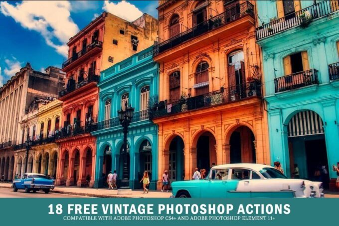 Adobe Photoshop Free Action Material フリー アクション 素材 ヴィンテージ レトロ 18 Free Vintage Photoshop Actions