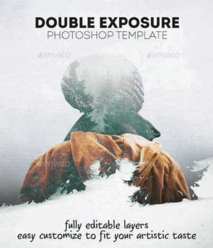 Adobe Photoshop Free Action Material フリー アクション 素材 合成 ２枚の写真 組み合わせ かっこいい Double Exposure Photoshop Template