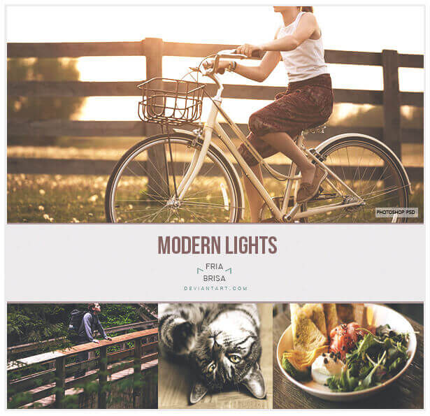 Adobe Photoshop Free Action Material フリー アクション 素材 かっこいい お洒落 モダン Modern Lights - Photoshop PSD