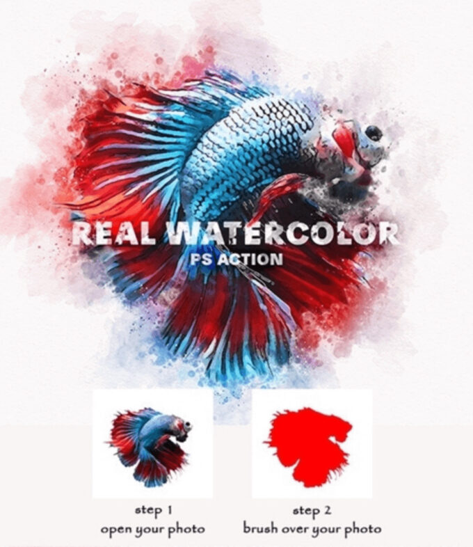 Adobe Photoshop Free Action Material フリー アクション 素材 ウォーターカラー Water Color 水彩 Real Watercolor Photoshop Action