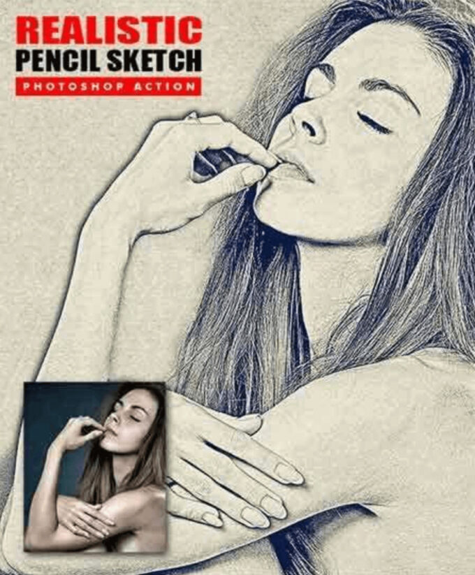 Adobe Photoshop Free Action Material フリー アクション 素材 イラスト スケッチ 鉛筆 手書き sketch Realistic Pencil Sketch