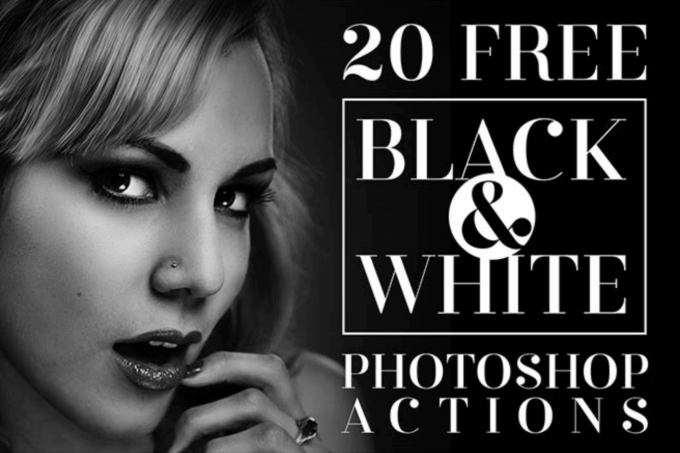 Adobe Photoshop Free Action Material フリー アクション 素材 モノクロ 白黒 20 Free Black & White Photo Effect Actions