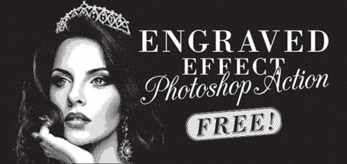 Adobe Photoshop Free Action Material フリー アクション 素材 ヴィンテージ レトロ Free Engraved Illustration Effect Action