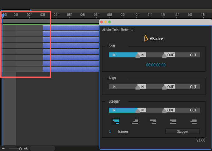 Adobe CC After Effects AE Juice Free Plugin 無料 Shifter 機能 使い方 解説 ツール  Shift レイヤー 移動