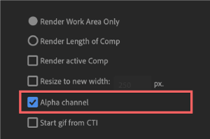 Adobe cc After Effects AE Juice GIF 無料 機能 使い方 解説 設定 Alpha channel