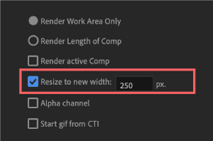 Adobe cc After Effects AE Juice GIF 無料 機能 使い方 解説 設定 Resize to new width