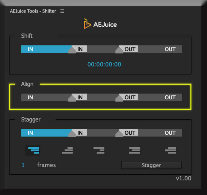 Adobe CC After Effects AE Juice Free Plugin 無料 Shifter 機能 使い方 解説 ツール  Align