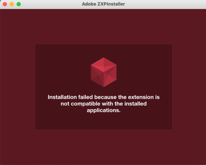 Installation failed because the extension is not compatible with the installes applications.