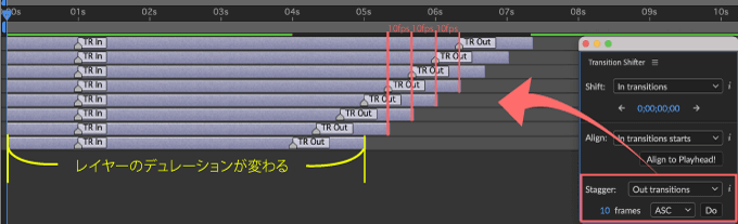 Adobe CC After Effects 無料 プラグイン Animation Composer Transition Shifter 解説 機能 無料 プラグイン Transition Shifter Stagger Out transitions Ascending