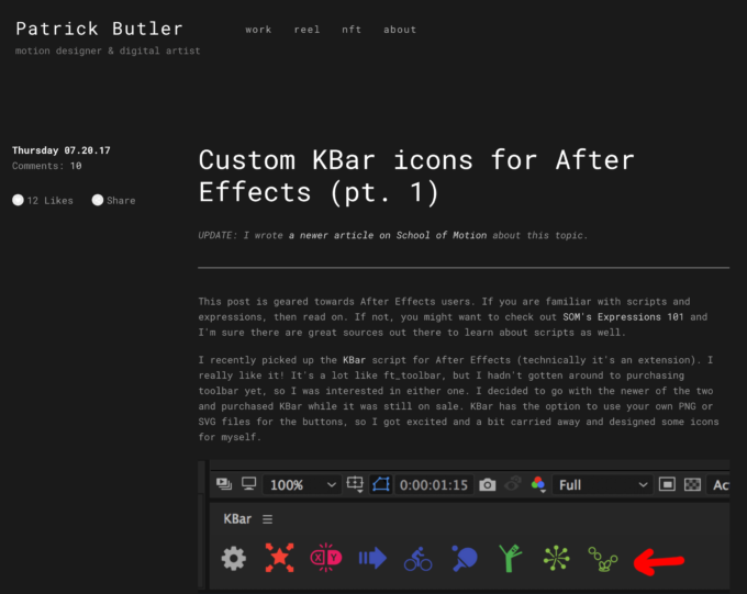 Adobe CC After Effects Script KBar2  プリセット json アイコン 無料 配布 free script  スクリプト コピペ  Patrick Butler