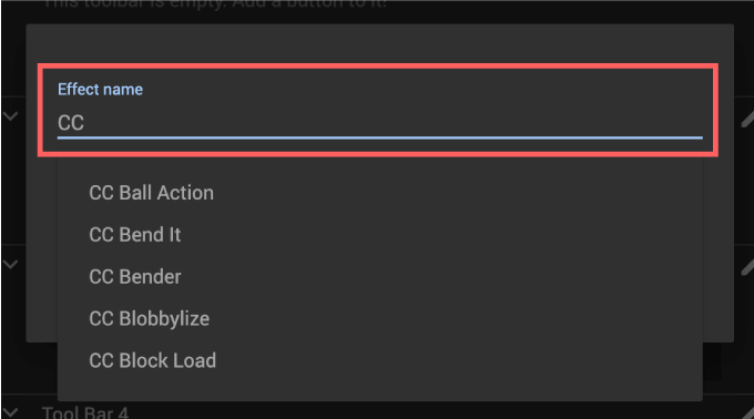 Adobe After Effects Script KBar 機能 使い方 解説 セッティング Add Button Apply Effects name