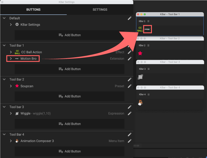 Adobe After Effects Script KBar 機能 使い方 解説 セッティング Add Button Open Extension
