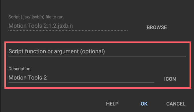 Adobe After Effects Script KBar 機能 使い方 解説 セッティング Add Button Run JSX/JSXBIN File