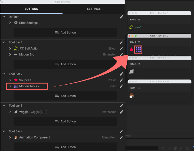 Adobe CC fter Effects Script KBar2 機能 使い方 解説 セッティング Add Button Run JSX/JSXBIN File  設定