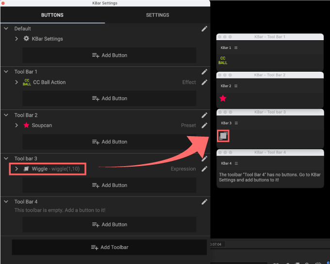 Adobe CC After Effects Script KBar2 機能 使い方 解説 セッティング Add Button Set Expression 設定