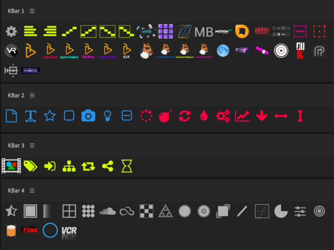 Adobe After Effects Script KBar 機能 使い方 解説 アイコン ボタン