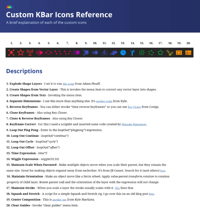 Adobe CC After Effects Script KBar2  プリセット json アイコン 無料 配布 提供 SCHOOL OF MOTION  アイコン ダウンロード ファイル pdf
