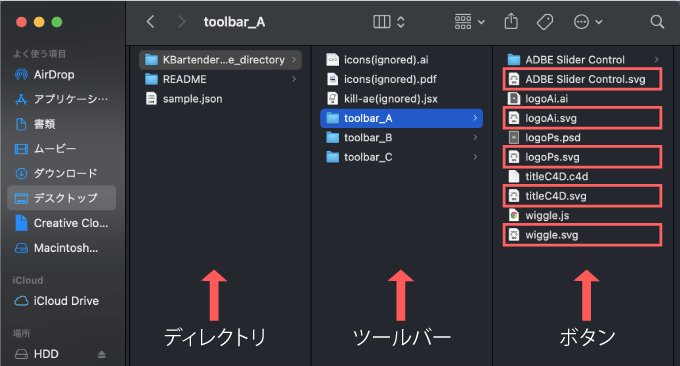 Adobe After Effects Script KBar 無料 拡張スクリプト KBartender2 機能 使い方 解説 アイコン デザイン 設定 Ai script: for easy creating button icons Ai Illustrator アイコン svg 書き出し