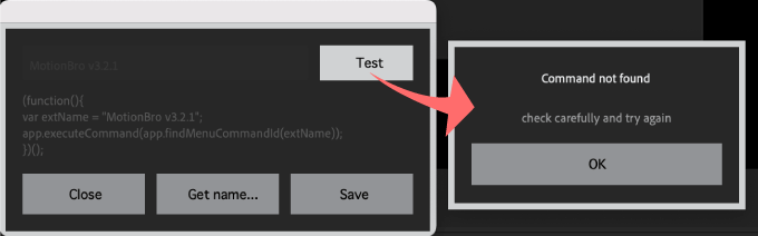 Adobe After Effects Script KBar 無料 拡張スクリプト KBartender2 機能 使い方 解説 ツールパネル create extension/menu call script Test 入力 エラー