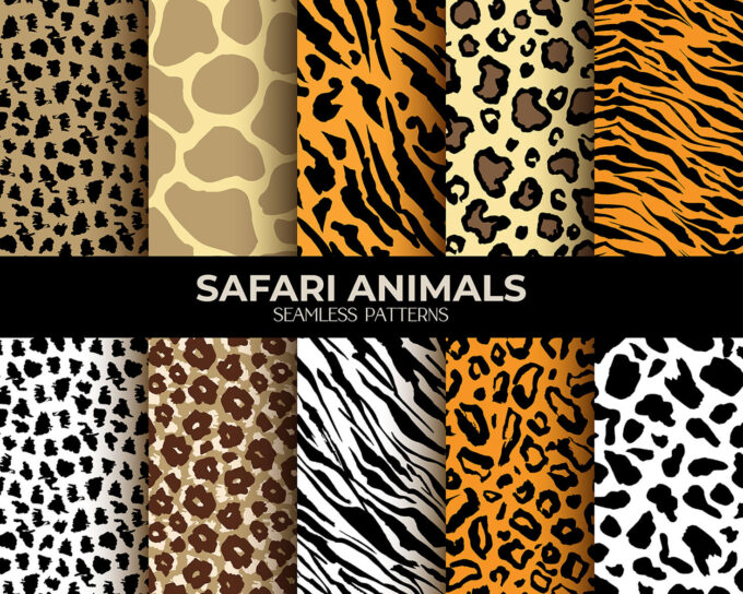 Adobe CC Photoshop フォトショップ 寅 虎 無料 素材 年賀状  正月 Animal fur seamless patterns leopard, tiger, zebra Free Vector