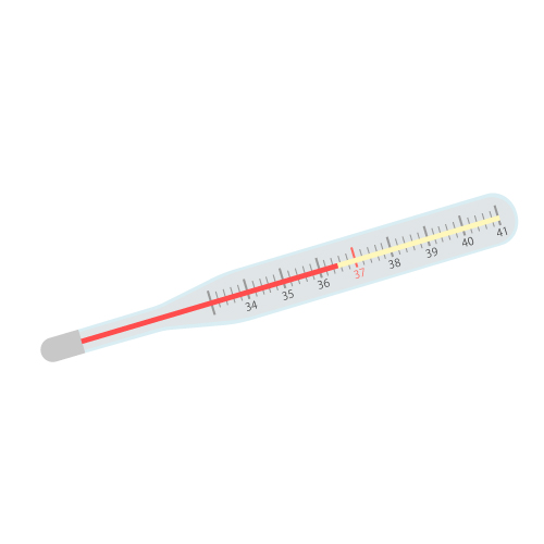 医療 看護 介護 無料 イラスト 素材 ウイルス バイ菌 コロナ COVID 発熱 熱発 アナログ 水銀 体温計 平熱 Mercury thermometer
