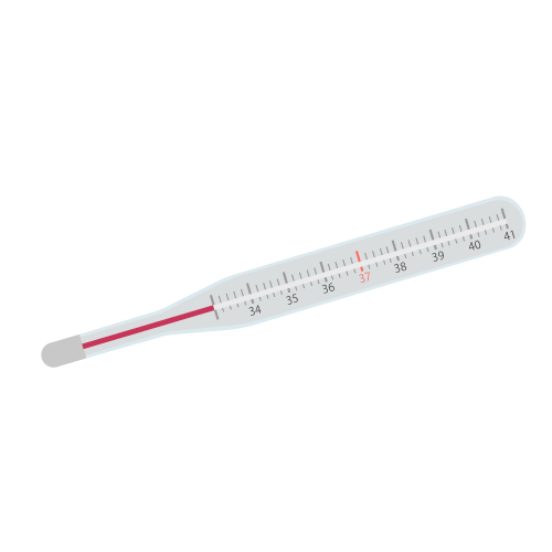医療 看護 介護 無料 イラスト 素材 ウイルス バイ菌 コロナ COVID 発熱 熱発 アナログ 水銀 体温計 Mercury thermometer