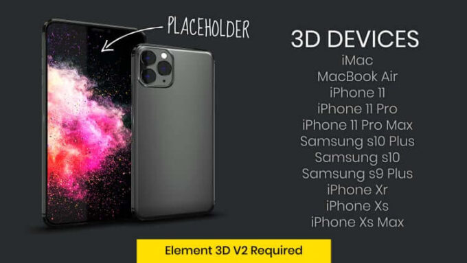 Adobe After Effects AEJuice ALL BUNDLE Lifetime 3D デバイス 素材 iPhone 素材 プリセット 大量 3D Devices Collection for Element 3D